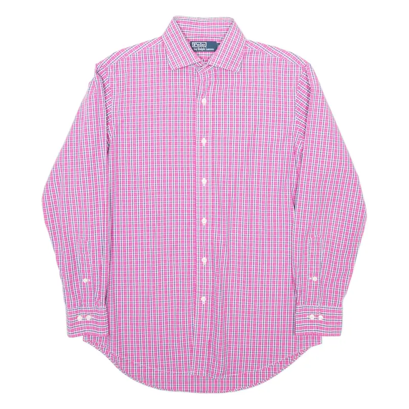 POLO RALPH LAUREN Mens Shirt Pink Check Long Sleeve M