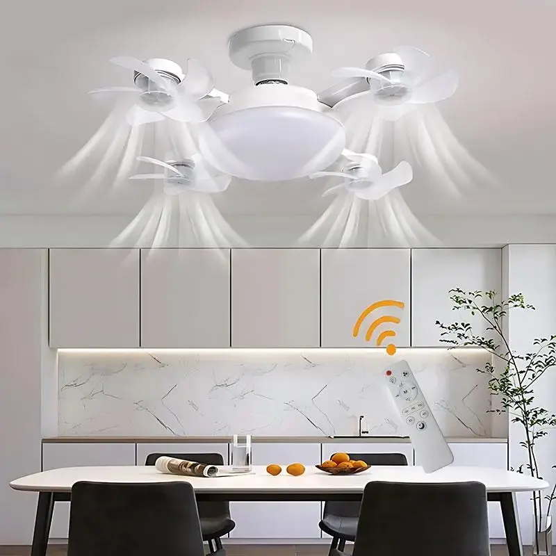 Ceiling Fan Light, Modern Design Ceiling Fan Light with Remote Control, Silent Ceiling Fan Light for Bedroom, Living Room, Ki...
