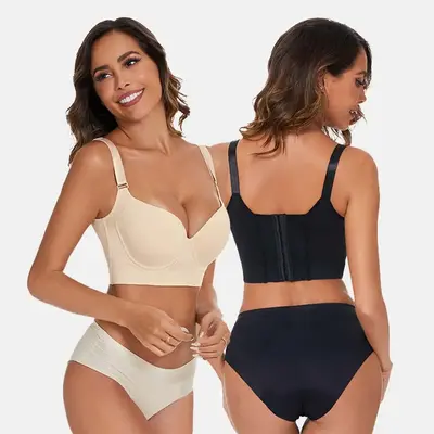 Women Back Smoothing Bra Hide Back Fat Full Coverage Comfort Seamless Bra Plus Size Push Up Bra