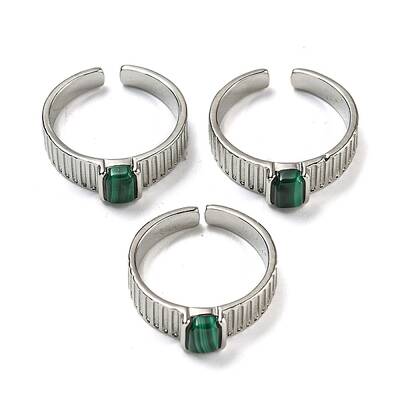 Natural Malachite Adjustable Rings
