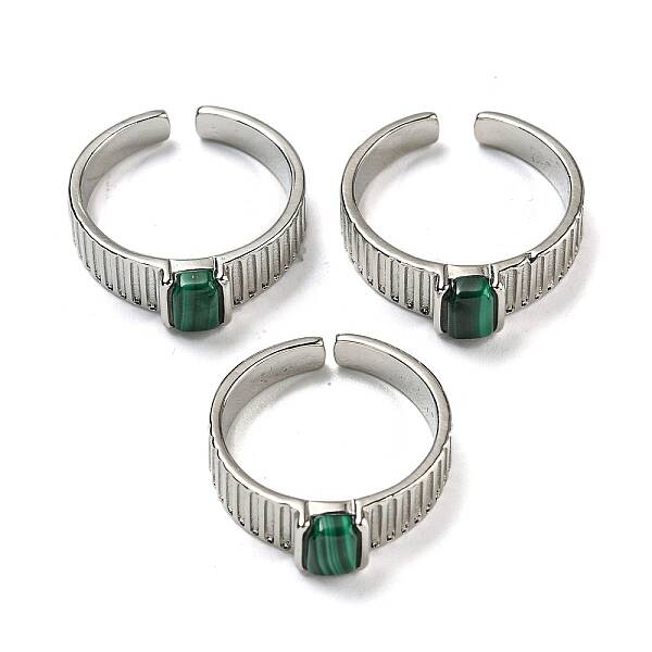 Natural Malachite Adjustable Rings