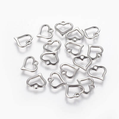 Tarnish Resistant 201 Stainless Steel Open Heart Charms