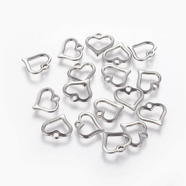Tarnish Resistant 201 Stainless Steel Open Heart Charms