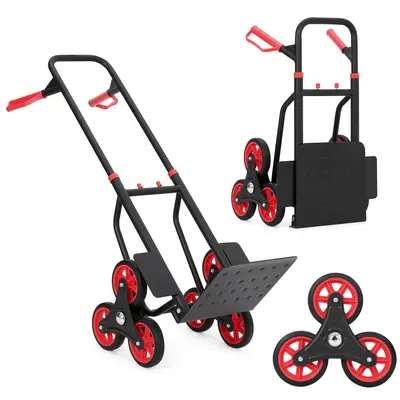 Garvee Stair Climbing Cart with 6 Wheels, Telescoping Handle, 330lb Capacity, Iron Frame, Elastic Ropes, Foldable, for Home &...