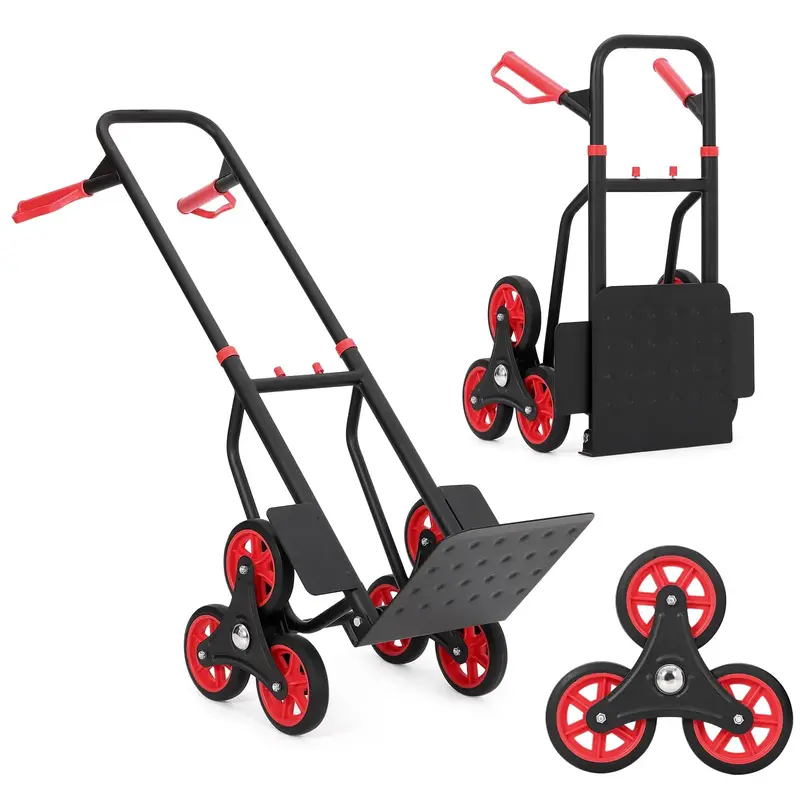 Garvee Stair Climbing Cart with 6 Wheels, Telescoping Handle, 330lb Capacity, Iron Frame, Elastic Ropes, Foldable, for Home &...