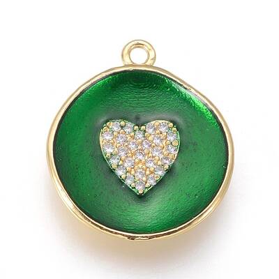 Golden Plated Brass Micro Pave Cubic Zirconia Pendants