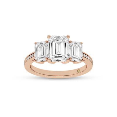 Sydney Quarter Coverage Pavé Set Three Stone Lab Grown Diamond Engagement Ring | 18K Rose Gold 6 CT. TW.
