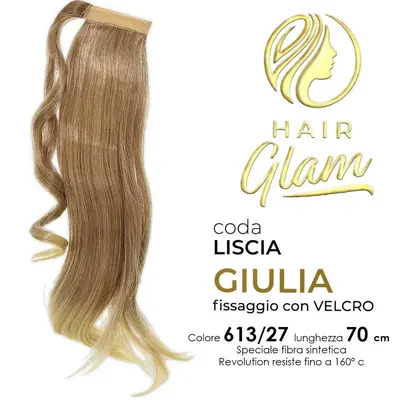 HAIR GLAM GIULIA PONY WITH VELCRO FIBER REVOLUTION 613/27 70cm