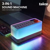 [Limited Stock] TAKOO 3-in-1 Sound Machine/Bluetooth Speaker/Night Light, DIY Mixable 7 Nature Sounds & White Noise, 11 Ambie...