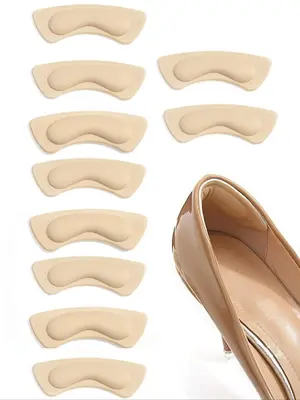 5 Pairs Moon-shaped Heel Cushions, Anti-slip Comfortable Shoes Accessory, Beige Anti-wear Shoe Insoles