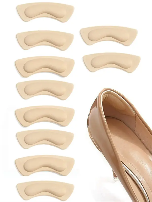 5 Pairs Moon-shaped Heel Cushions, Anti-slip Comfortable Shoes Accessory, Beige Anti-wear Shoe Insoles