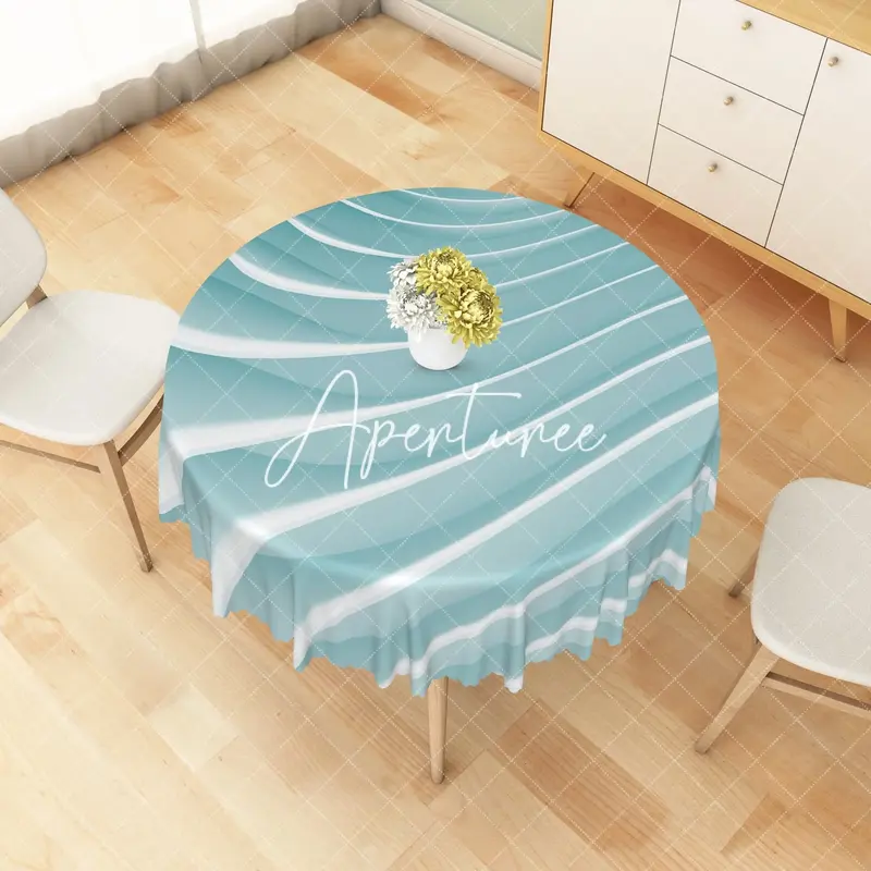 Aperturee Smooth Gradient Blue White Rectangle Tablecloth, Dia 4 ft / 1.2 m, 26.22 USD, round tablecloths, ZJY04612-B