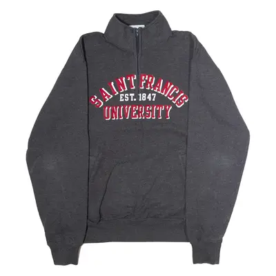 CHAMPION Saint Francis University Mens Sweatshirt Grey 1/4 Zip USA L
