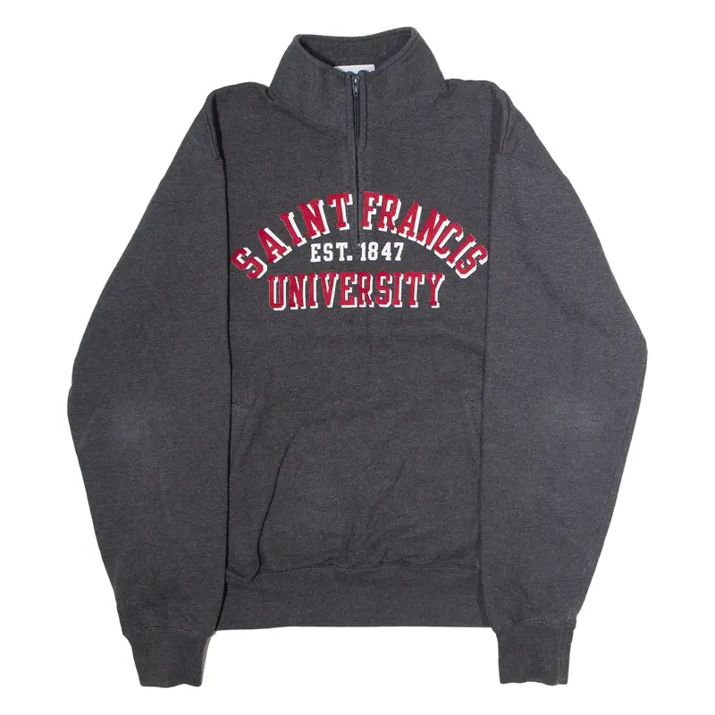 CHAMPION Saint Francis University Mens Sweatshirt Grey 1/4 Zip USA L