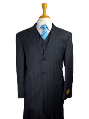 Plus Size Mens Suits - Plus Size Business Suits Black-Pinstripe