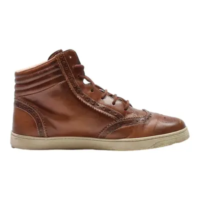 GUCCI Brogue High Top Trainers Brown Leather Mens UK 6