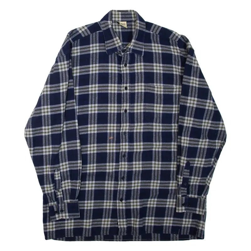 EXPLORER Mens Flannel Shirt Blue Check Long Sleeve XL