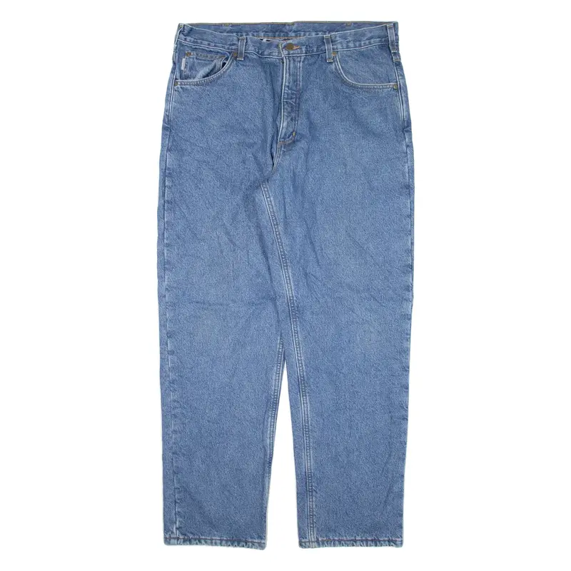 CARHARTT Fleece Lined Workwear Mens Jeans Blue Regular Straight W37 L31