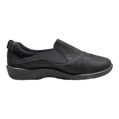 CLARKS Loafer Shoes Black Synthetic Womens UK 6.5