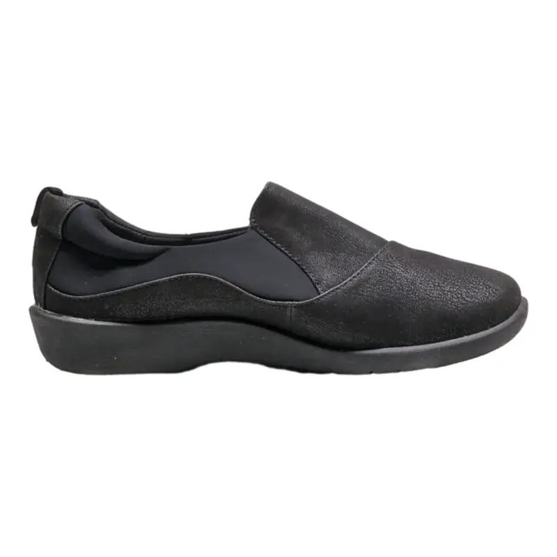 CLARKS Loafer Shoes Black Synthetic Womens UK 6.5