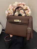 Women's Solid Color PU Leather Handbag, Fashionable Metal Decorated Shoulder Bag for Daily Used, Casual Trendy Versatile High...