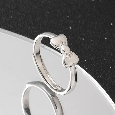925 Sterling Silver Bowknot Adjustable Rings for Women