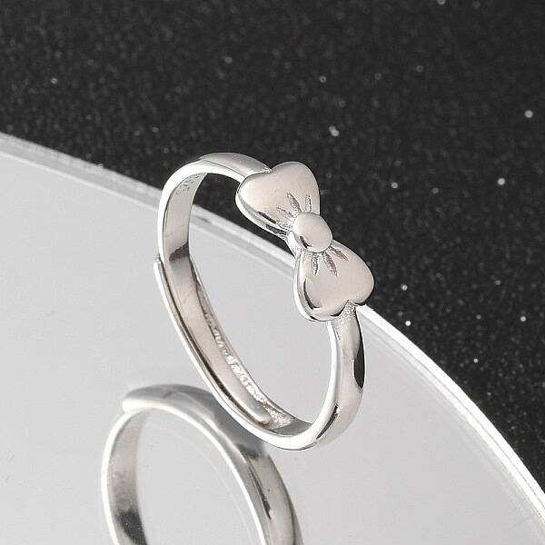 925 Sterling Silver Bowknot Adjustable Rings for Women