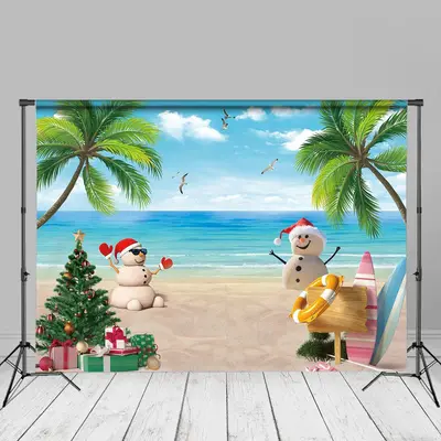 Luau Palm Leaves Ocean Island Xmas In July Backdrop - Aperturee