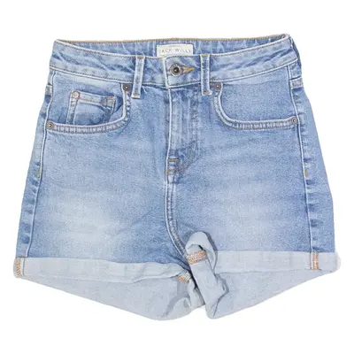JACK WILLS Roll Up Womens Denim Shorts Blue Slim UK 6 W24