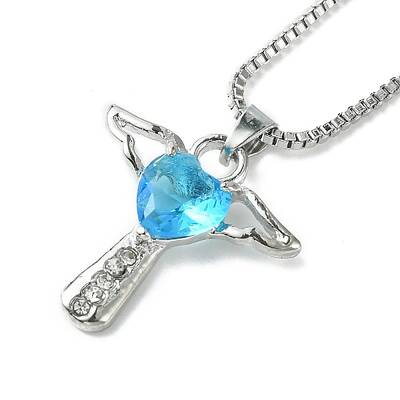 Cubic Zirconia Fairy with Heart Pendant Necklace with Box Chains