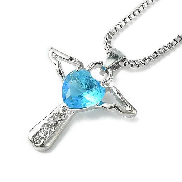 Cubic Zirconia Fairy with Heart Pendant Necklace with Box Chains