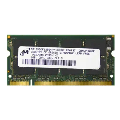 Micron MT16VDDF12864HY-335D2 | 1GB DDR-333MHz PC2700 Non-ECC Unbuffered SODIMM CL2.5 2Rx8 2.5V 200-Pin Memory Module