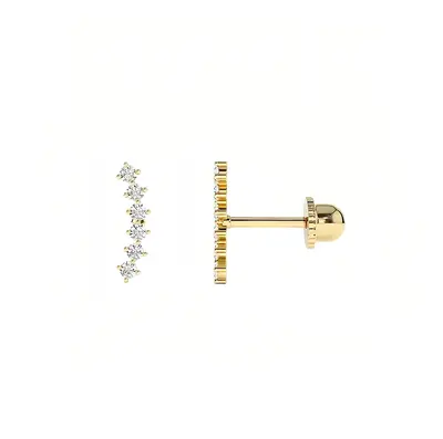 10K Gold Curved Diamond Cluster Helix Piercing