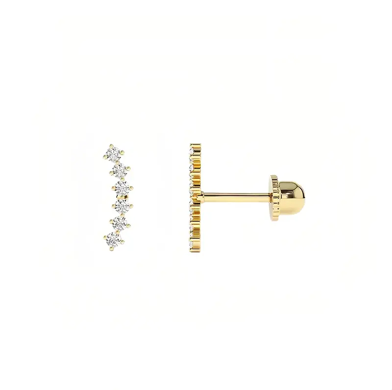 10K Gold Curved Diamond Cluster Helix Piercing