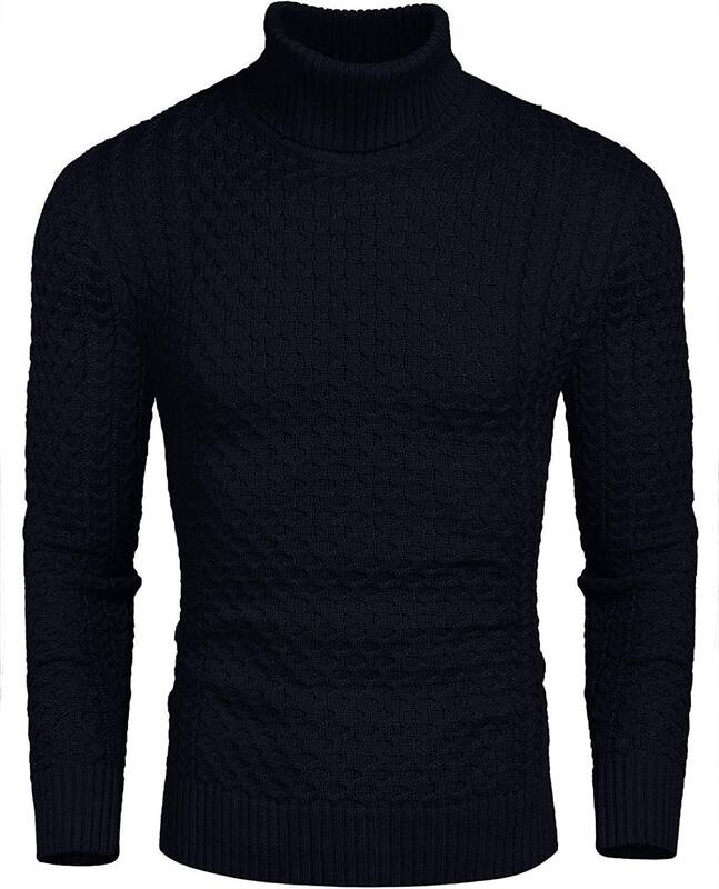 Slim Fit Turtleneck Twisted Sweater (US Only), Nave Blue / S