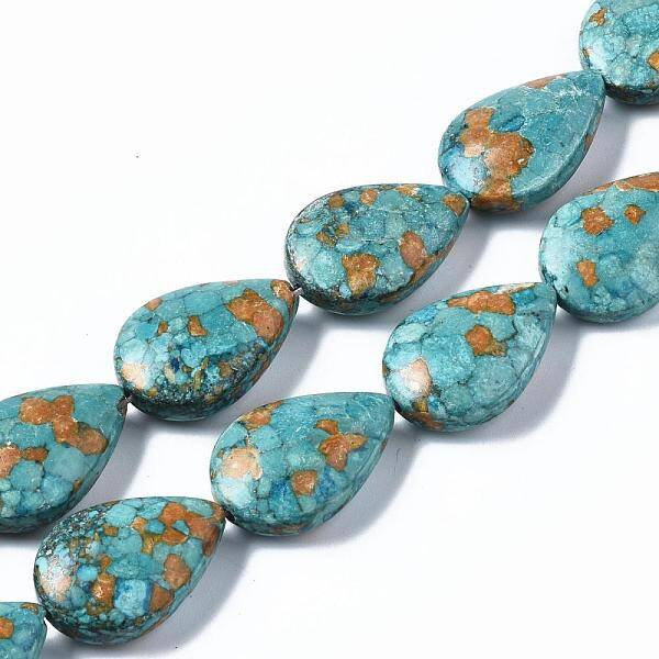 Dyed Synthetic Turquoise Teardrop Bead Strands