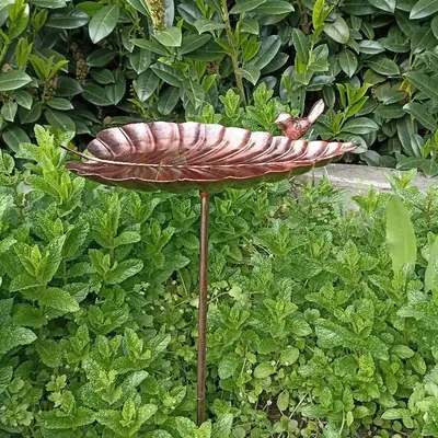Leaf Design Bird Bath, Rustproof Detachable Bird Bath, Creative Decor Supplies for Home Garden Yard Lawn