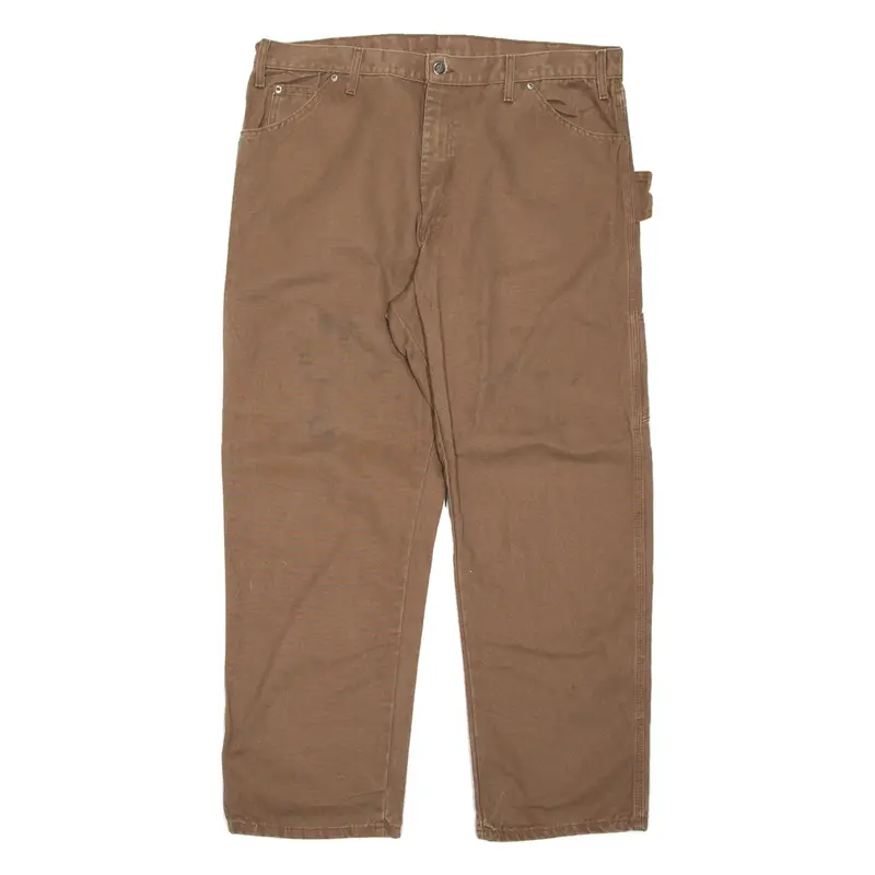 DICKIES Carpenter Cargo Mens Trousers Brown Regular Straight W38 L30