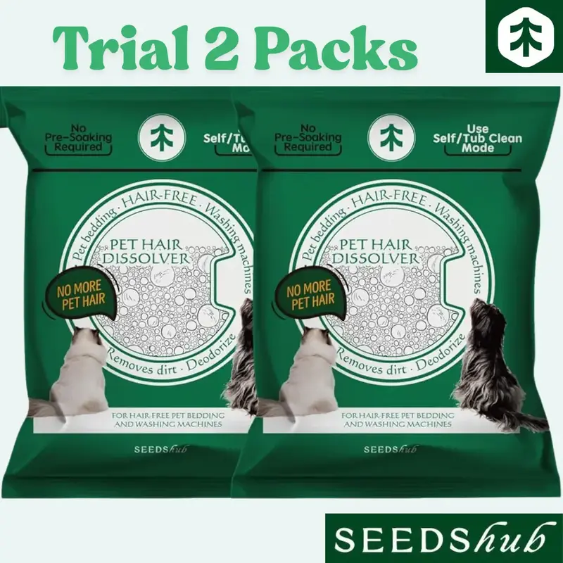 SEEDSHUB Pet Hair Dissolver for Washing Machines - 96.7% Hair Dissolution Odor Eliminator Self Tub Clean Mode 2 Sachets per C...