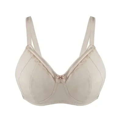 Ivory-Supportive Non-Wired Silk & Organic Cotton Full Cup Bra with removable paddings | Size: 38G | Color: Ivory