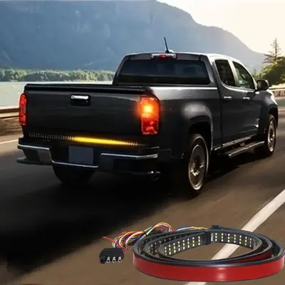 1.5m Truck Tailgate LED Light Strip, 3 Color High Brightness Turn Signal Light, Car Rear Brake Light For Pickup Truck