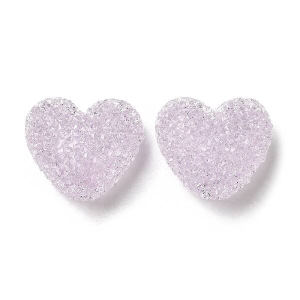 Drusy Heart Resin Rhinestone Beads