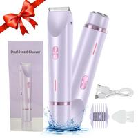 2 in 1 Electric Face Shaver for Women, 1 Set Waterproof Wet & Dry Use Body Razor, Rechargeable Hair Removal Machine for Bikin...