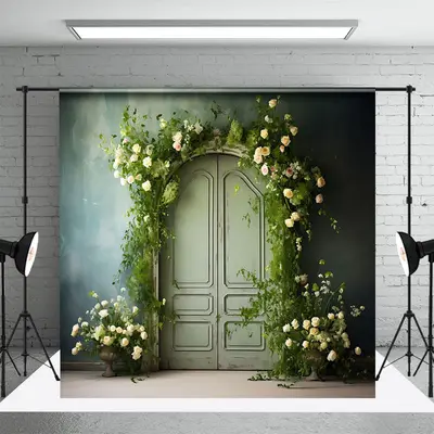 Aperturee Abstract Green Wall Floral Greenery Door Backdrop | Best Background Photoshoot | Diy Photography Backdrop | Wall Ba...