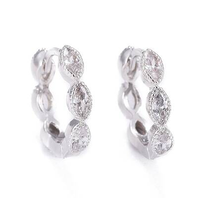Brass Micro Pave Cubic Zirconia Huggie Hoop Earrings