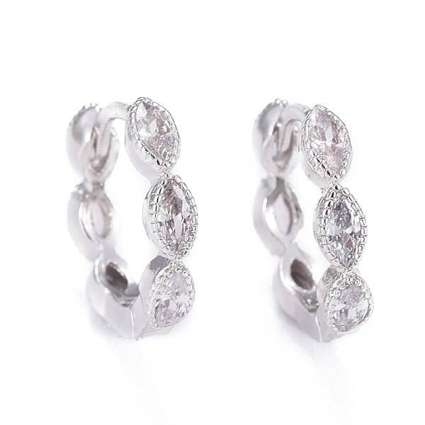 Brass Micro Pave Cubic Zirconia Huggie Hoop Earrings