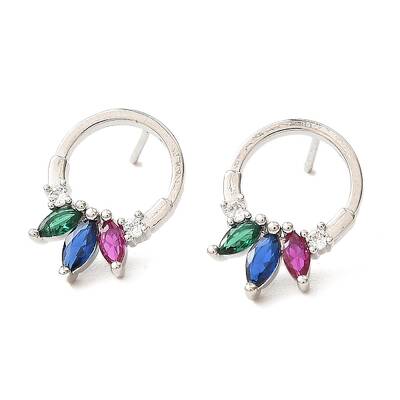 Rings Shape Brass Stud Earrings