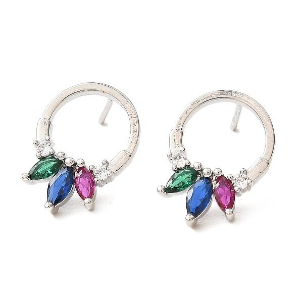 Rings Shape Brass Stud Earrings