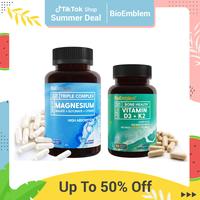 BioEmblem Triple Magnesium Complex + Vitamin D3 K2 Capsules - Total 3-In-1 Support