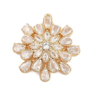 Brass Micro Pave Cubic Zirconia with Glass Pendants